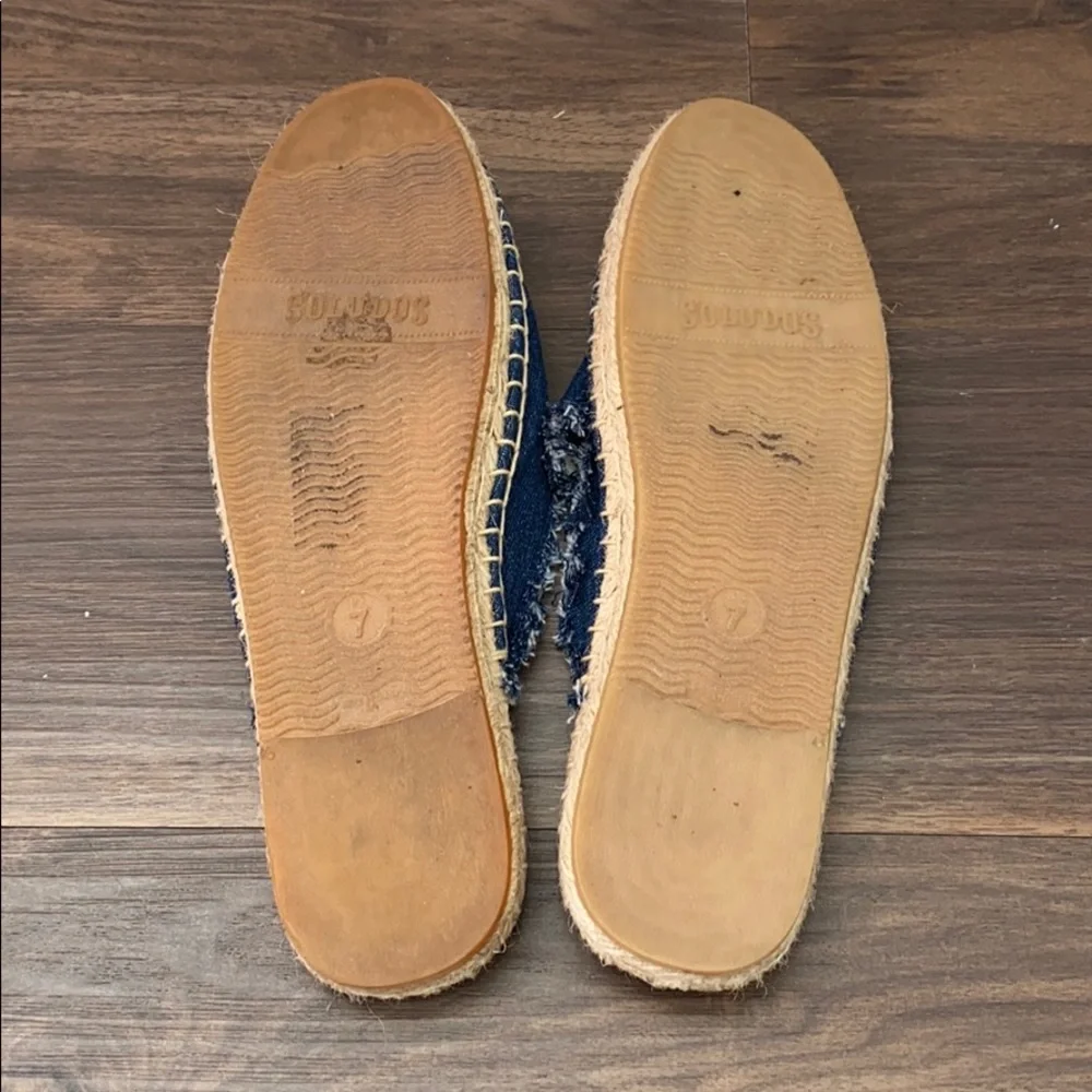 Soludos Navy Blue Denim Espadrille Mules